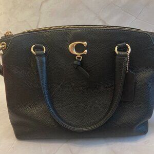 Coach Remi Satchel Refined Pebble Leather Black